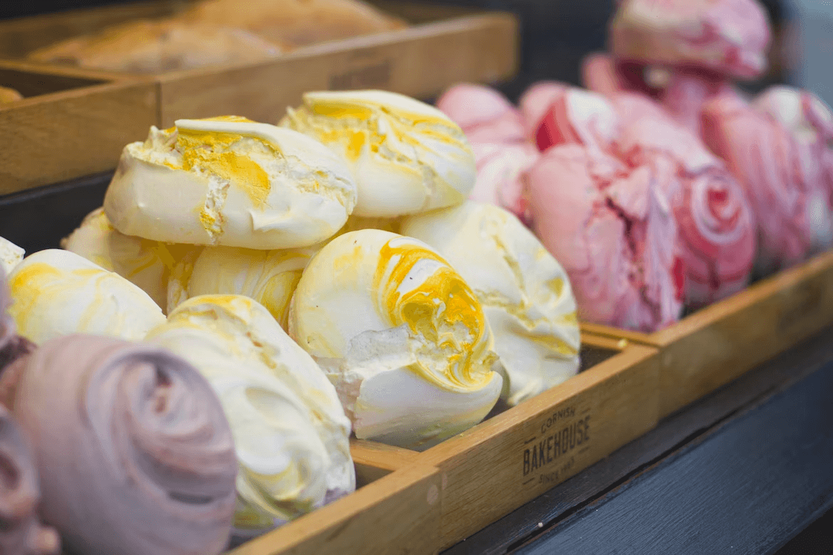 Purple, yellow and pink bath bombs