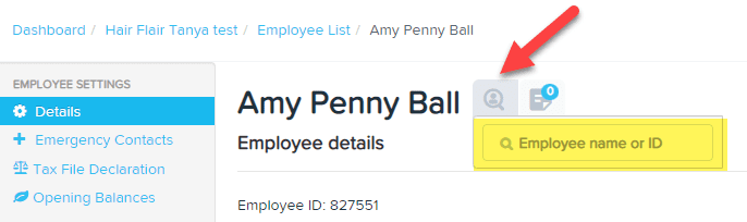 search details in employee