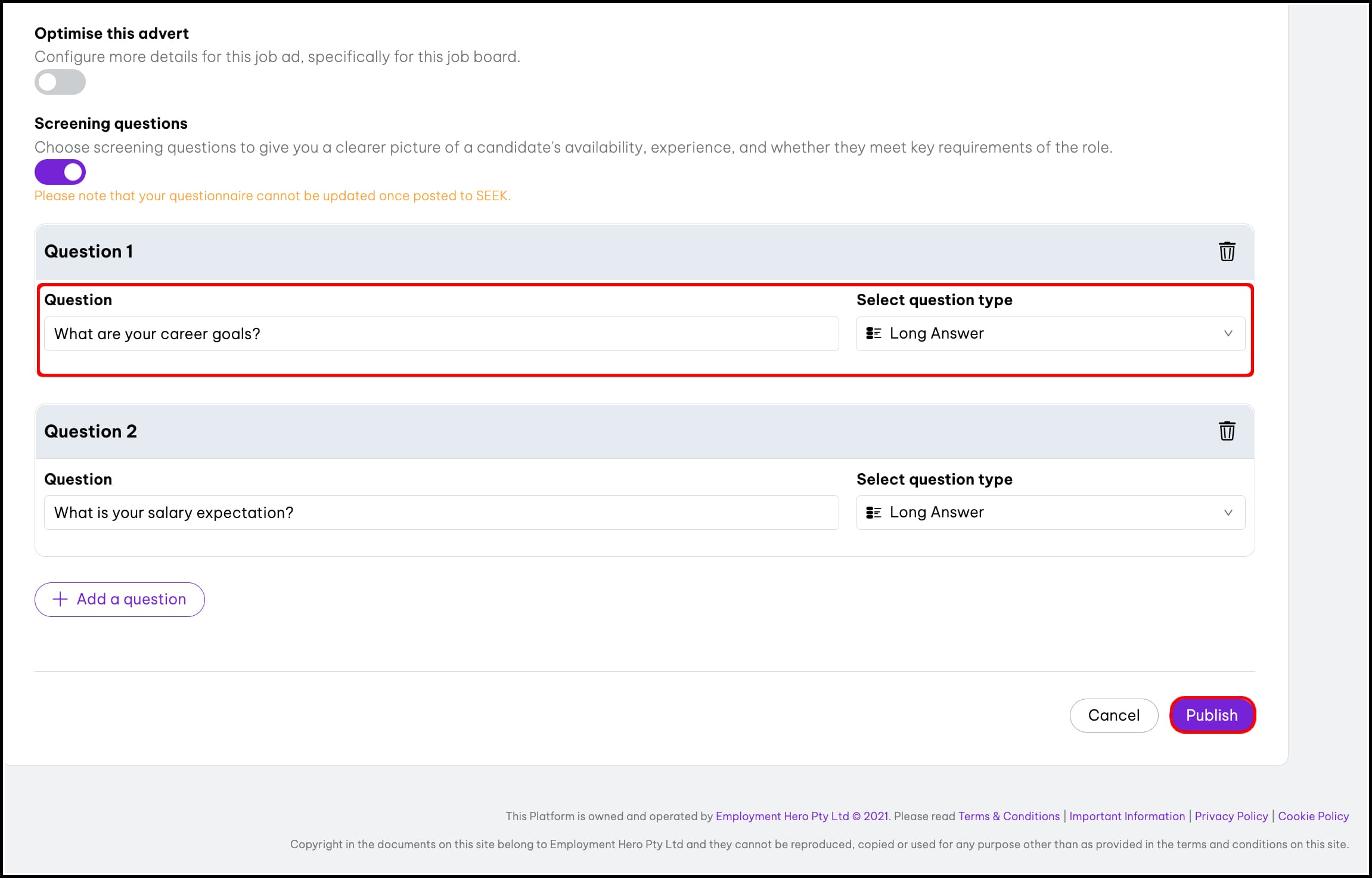 september product update 2022 - screening questions