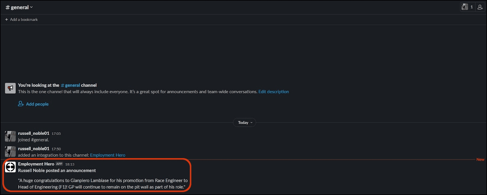 image of employment hero slack integration