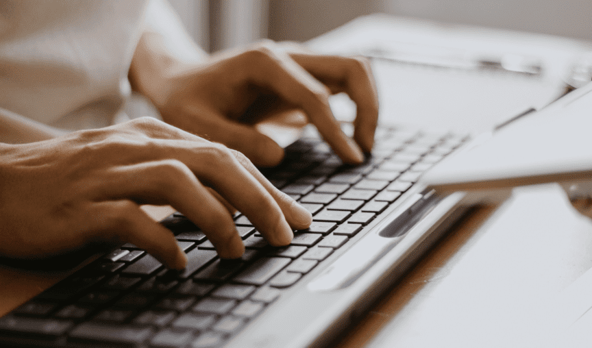 Person using computer.