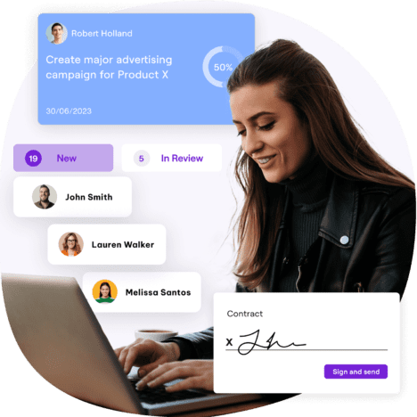 Girl looking at hr software