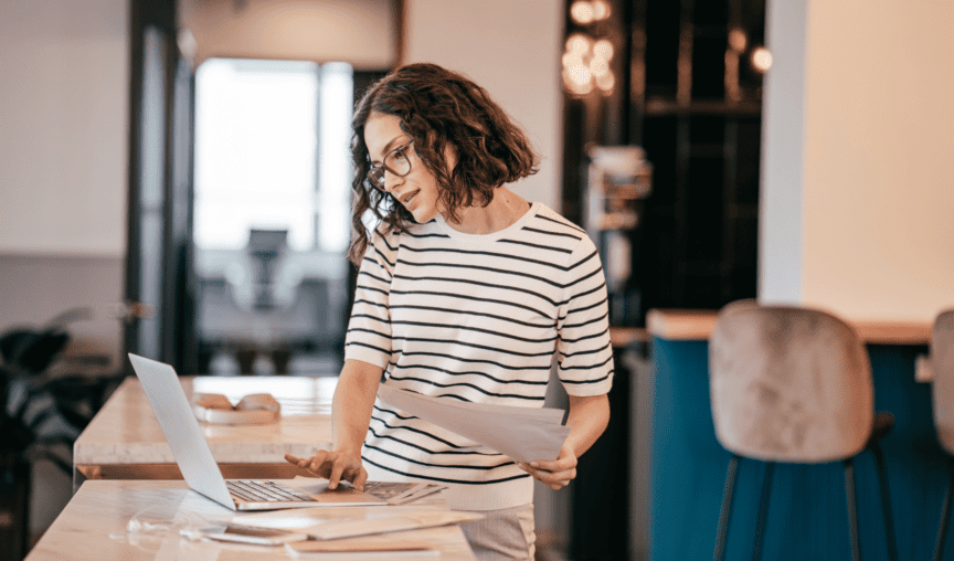 woman at her desk working
